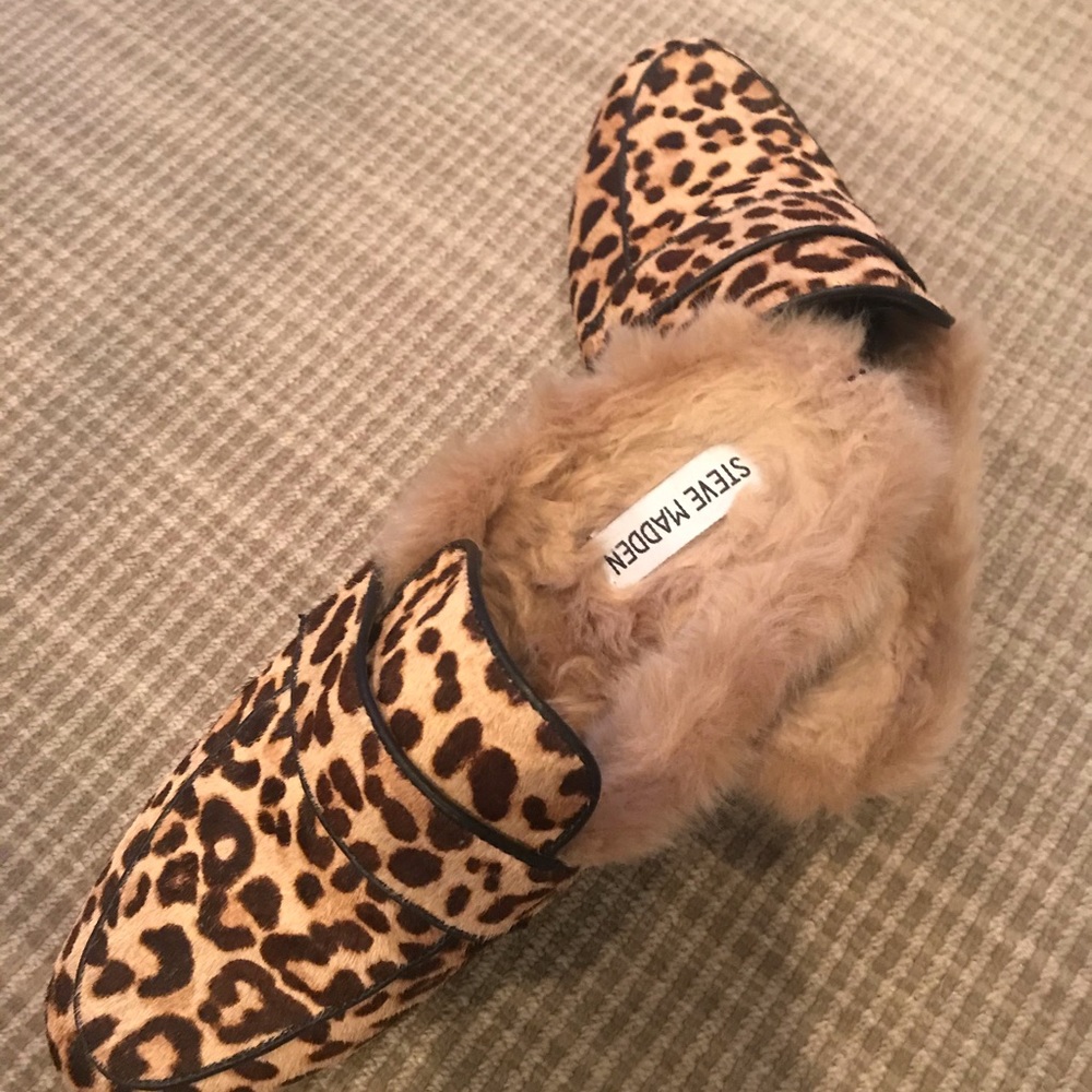 Steve Madden Kaden leopard faux fur mules